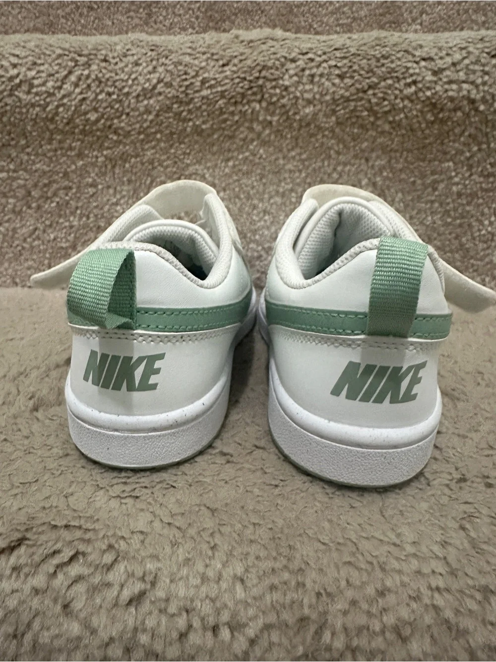 Nike Court Vision Low - Kids Size 3 - White with Jade Green